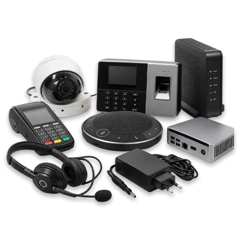 immagine di diversi raee come telecamere, pos, e altro materiale